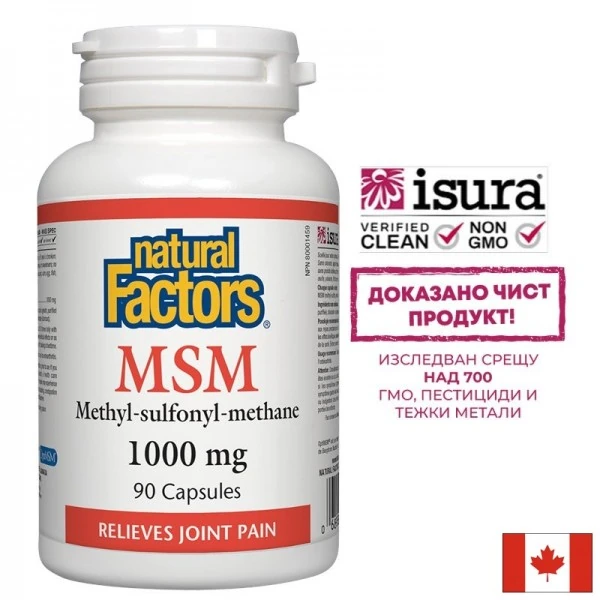 Natural Factors - MSM, 1000 mg, 90 капсули